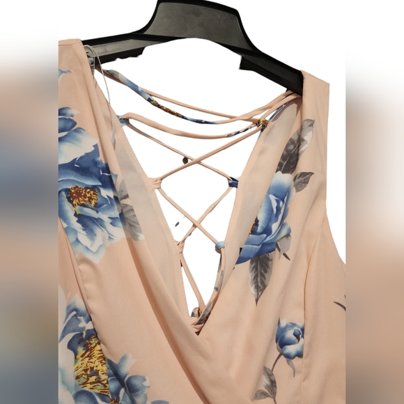 Lulus Garden Walk Blush Pink Floral Print Lace-Up Skater Dress | Woman's S | - Picture 6 of 10